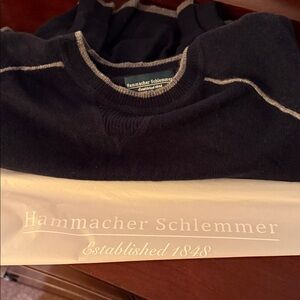 Hammacher Schlemmer Men's Navy Crewneck Sweater Cashmere Size L